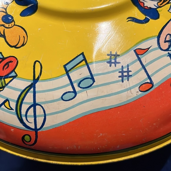 Vintage J. Chein Disney Prod.Toy, Metal Spinning Top Mickey Mouse, Pluto, Donald - Picture 9 of 16